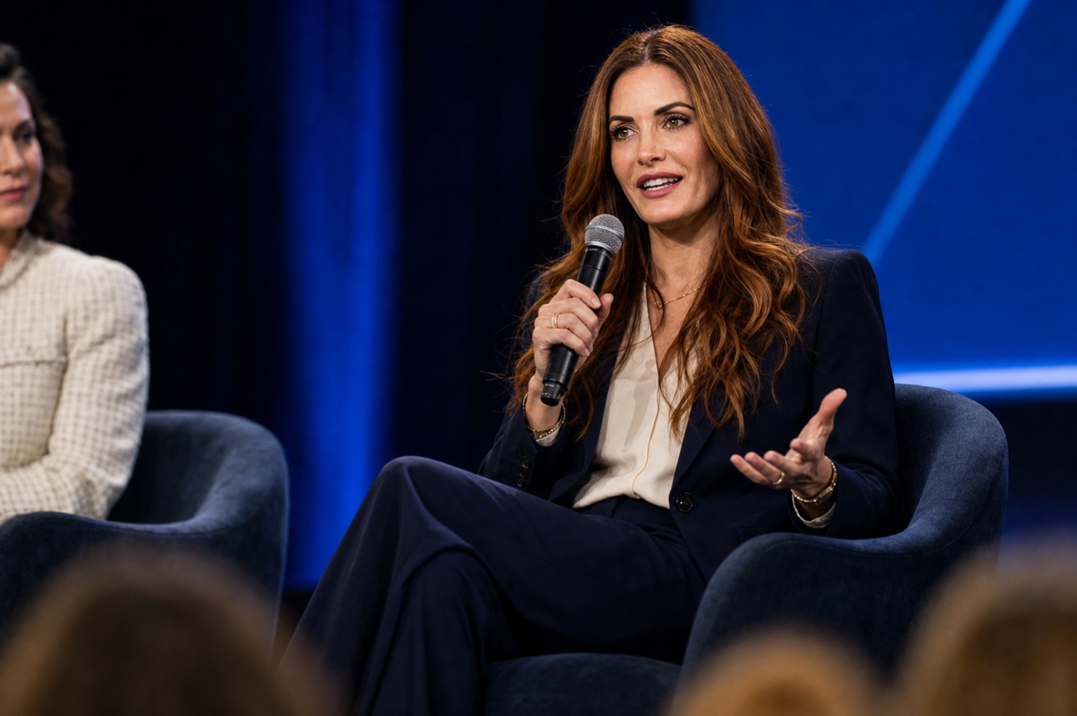 Cara Knapp speaking on a conference panel